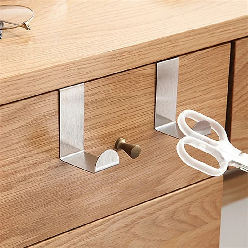 4pcs Stainless Steel Door Rear Hook No Punching Z-shaped Hook Hanging on The Door Kitchen Cabinet Bedroom Storage storage hook door hook decorative hook