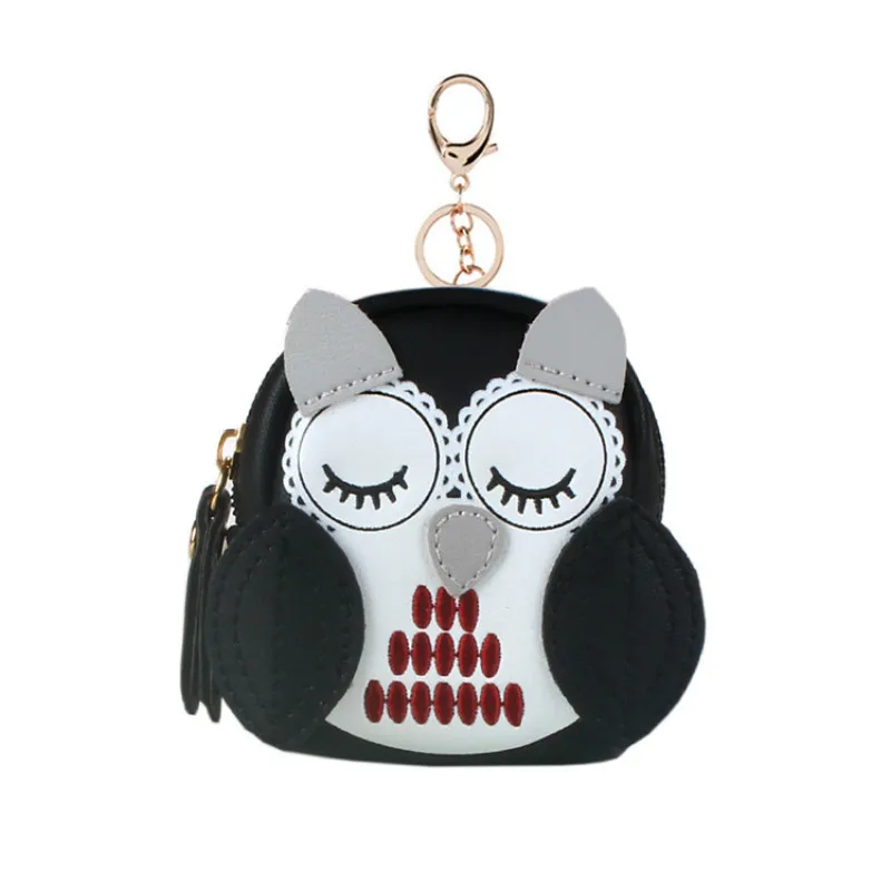 Coin Purse Coin Wallet PU Leather Coin Purses Cute Key Bag Owl Coin Purse Mini School Bag Car Key Chain Pendant Lady Wallet Purse Keychain