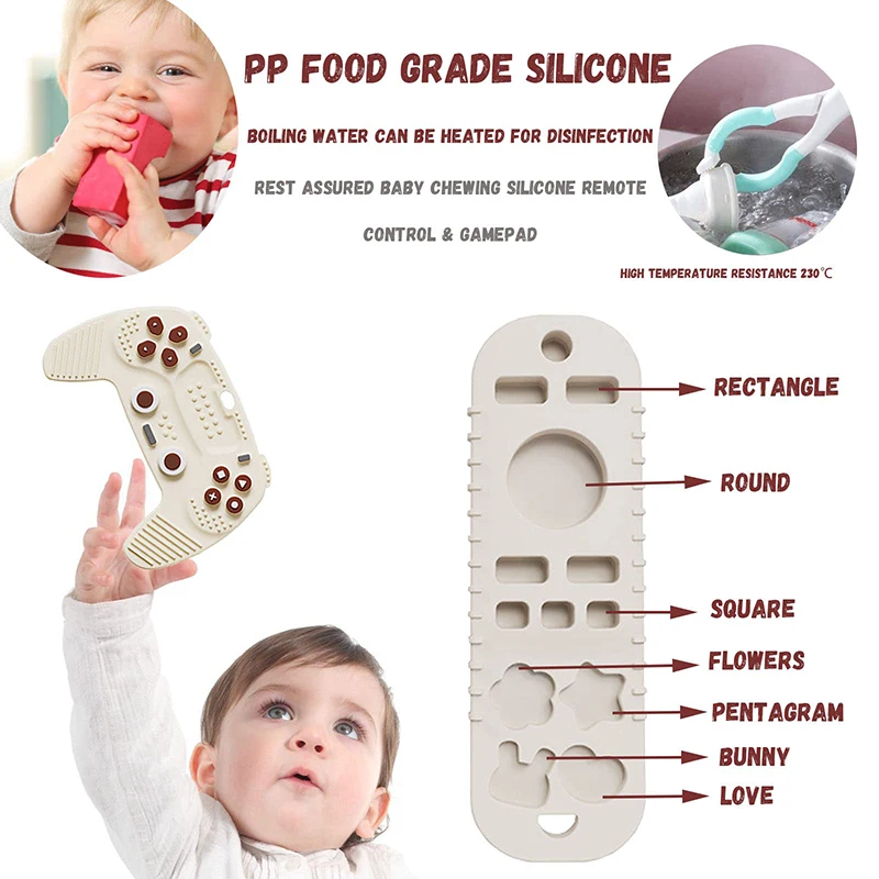 Silicone Baby Teething Toys BPA Free TV Remote Control Shape Teething Toys Chew Relief Soothe Babies Gums for Babies Toddlers