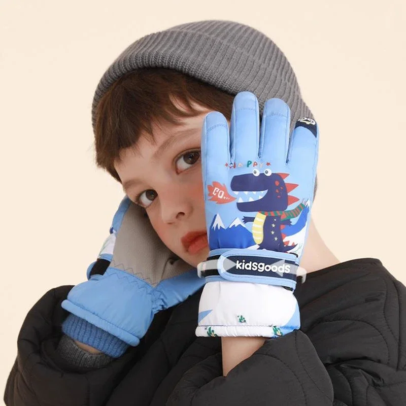 Cycling Gloves Ski Gloves Kids' Ski Gloves Warm Anti Slip Wear-resistant Water Resistant Winter Snowboarding Sports Gloves for Children Snowplay Cycling