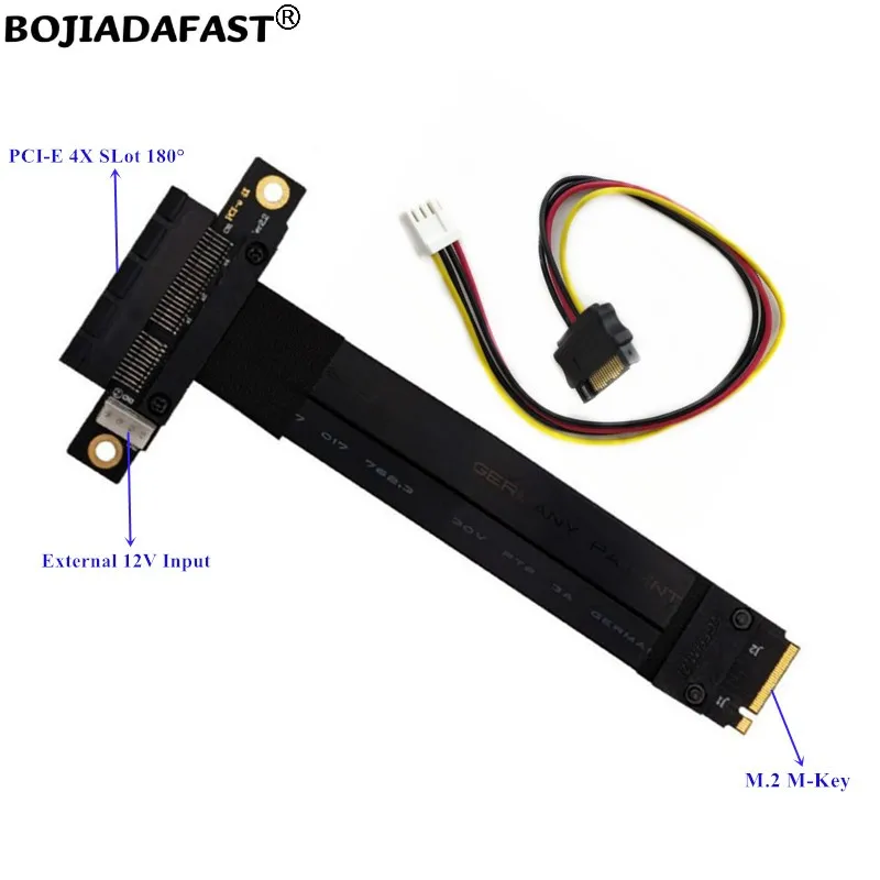 

180 Degree PCI Express PCI-E 4X Slot To NGFF M.2 Key-M NVME Riser Card Adapter Cable 10CM 15CM 20CM 25CM 30CM 40CM 50CM 60CM