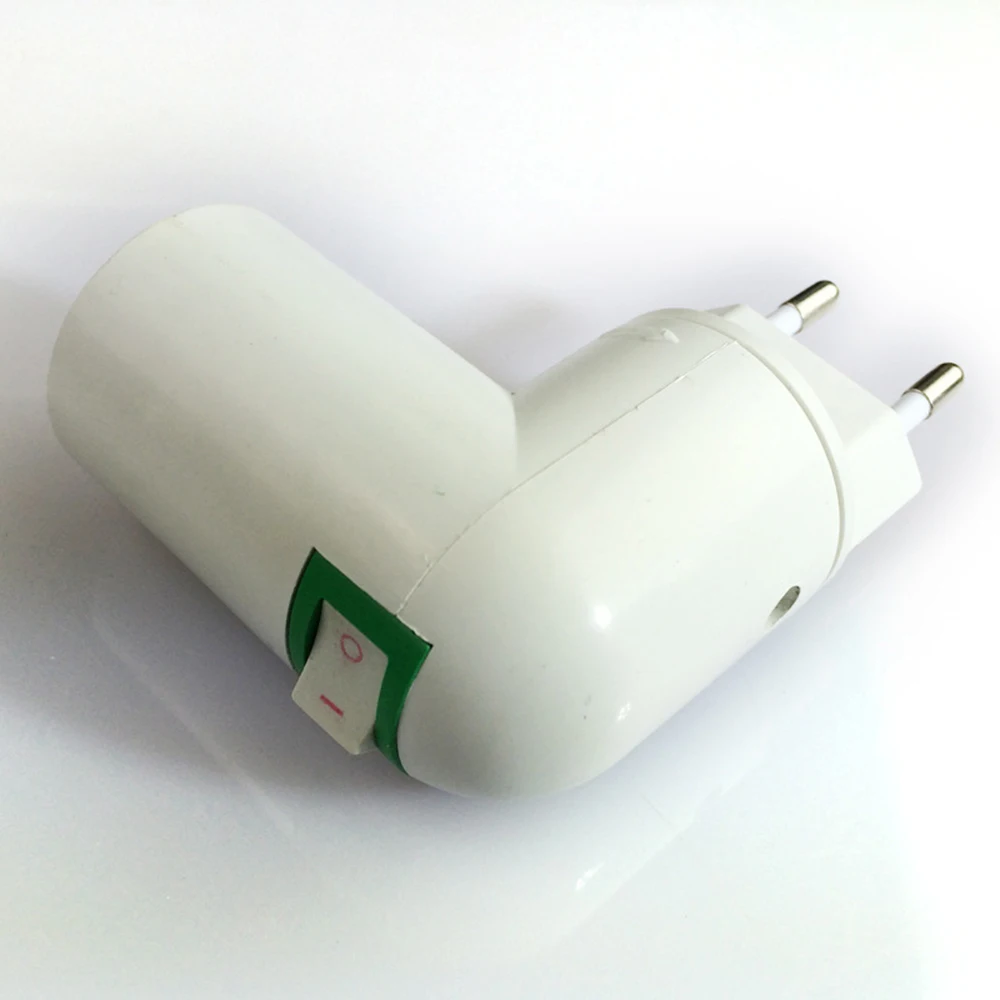 1pcs 90&deg; Elbow Plug EU to E27 Led Light Base European E26 Lamp Holder Converter Socket Switch 6A 250V,lamp holder,lamp bulb holder,socket converter,lamp base,lamp socket adapter,led lamp base