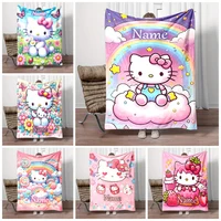 Customized Name Personalized Blanket Sanrio Hello Kitty Children Warm Soft Blankets Home Travel and Comfortable Blanket 1