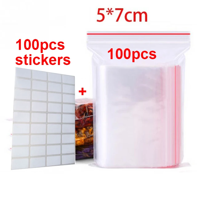 Diamond Painting Accessories 100Pcs Clear Plastic Zip Lock Bags