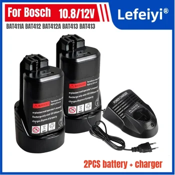 Batteria ricaricabile agli ioni di litio 12V/10.8V 4800mAh per Bosch BAT411, compatibile con BAT411A BAT412 BAT412A BAT413 BAT413, con caricabatterie