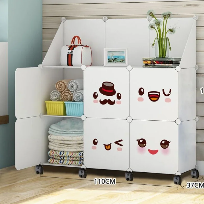 Baby Closet Child Kids Room Children's Toy Wardrobes Cabinet Wardrobe Clothes Sliding Door Storage Dress Cabinets Furniture