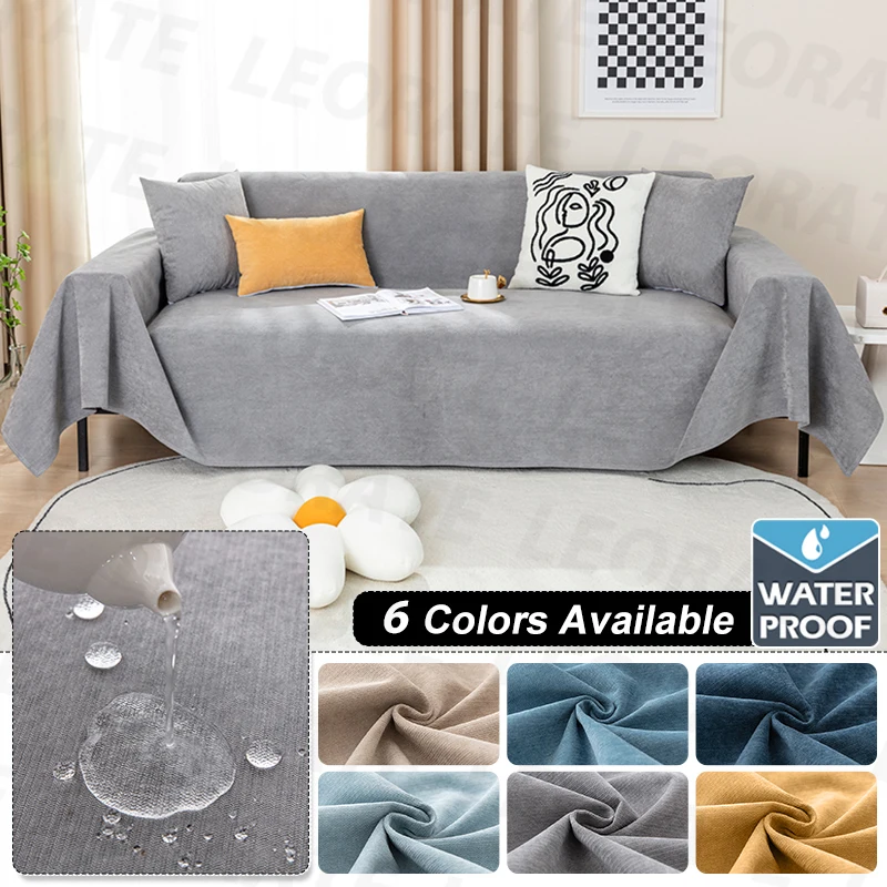 Waterproof Sofa Protector Velvet Four Seasons Solid Color Slipcover Multipurpose Blanket Modern Anti-slip Home Living Room Decor