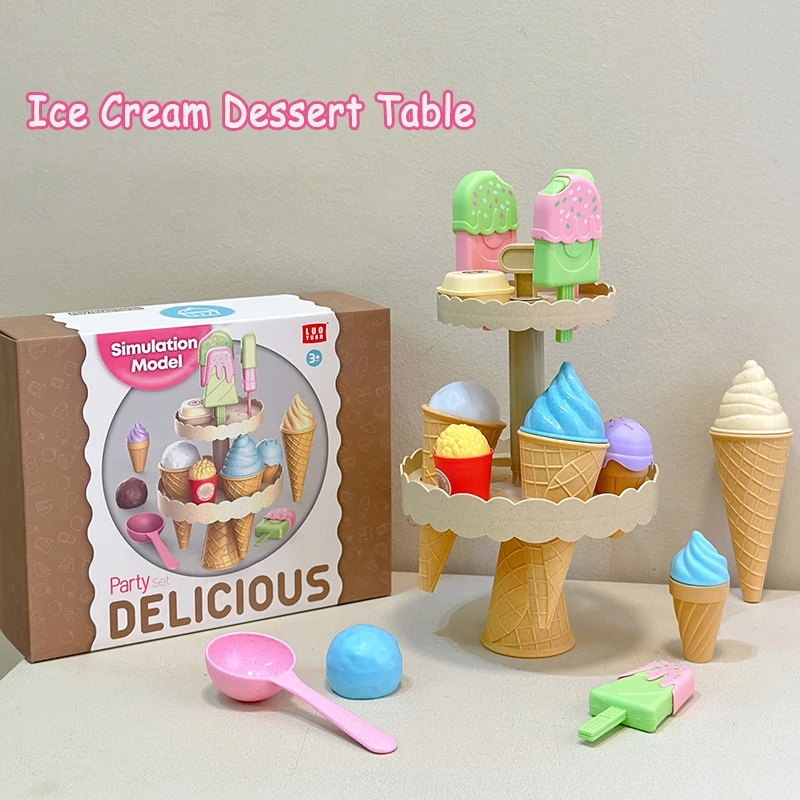 Baby Ice Cream Toys Set Simulation Make Afternoon Tea Dessert Pretend Play Food Game Play House Party Activities Games Girl Toy