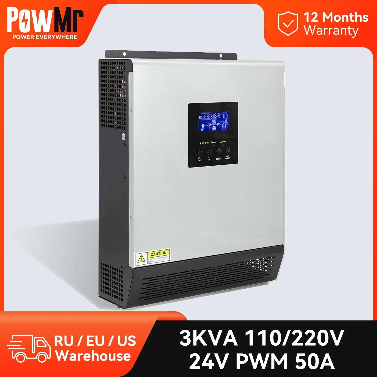 Powmr 3Kva Inverter Solare 110V 220V Inverter Ibrido 24V Convertitore A Onda Sinusoidale Pura
