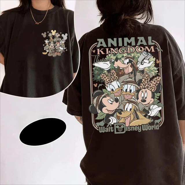 Summer Disney Mickey Minnie Donald Duck T Shirts Friend Castle Retro Men Women Cotton Tee Streetwear Casual Oversized Loose Top 2