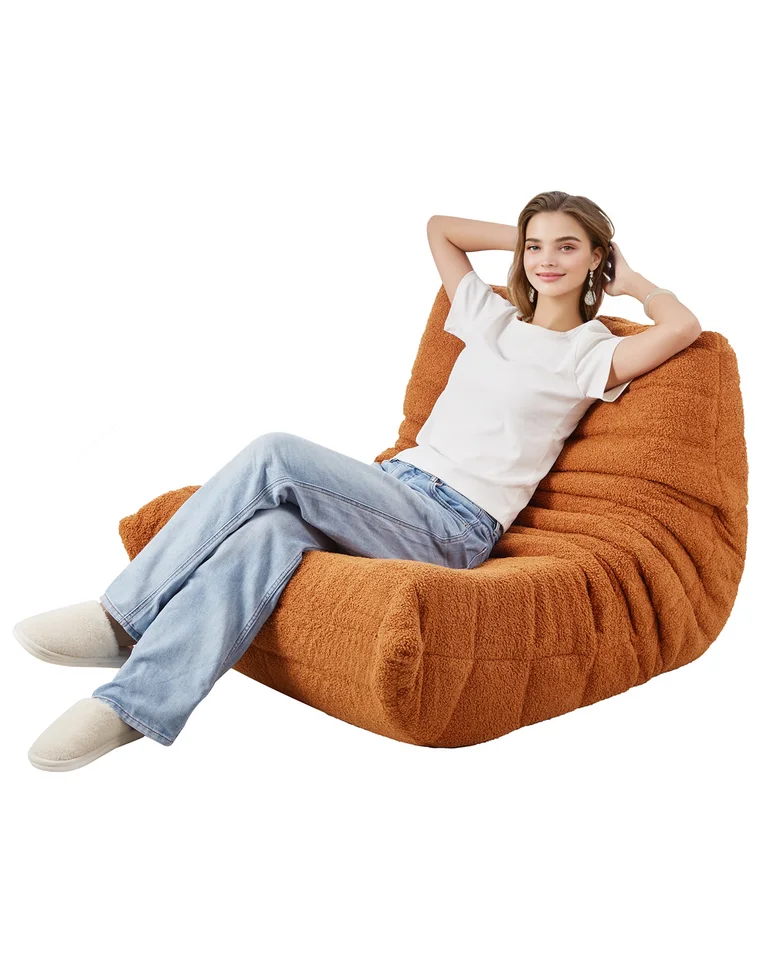 L Shaped Memory Foam Bean Bag Chair with Armrests