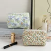 Storage Organizer Floral Puffy Quilted Makeup Bag Flower Printed Cosmetic Pouch Large Travel Cosmetic Bag Makeup Accessory 3
