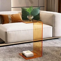 Table d'appoint en acrylique, lumière transparente, Table d'appoint de luxe pour canapé, salon, baie vitrée italienne, Tables basses en forme de C 2