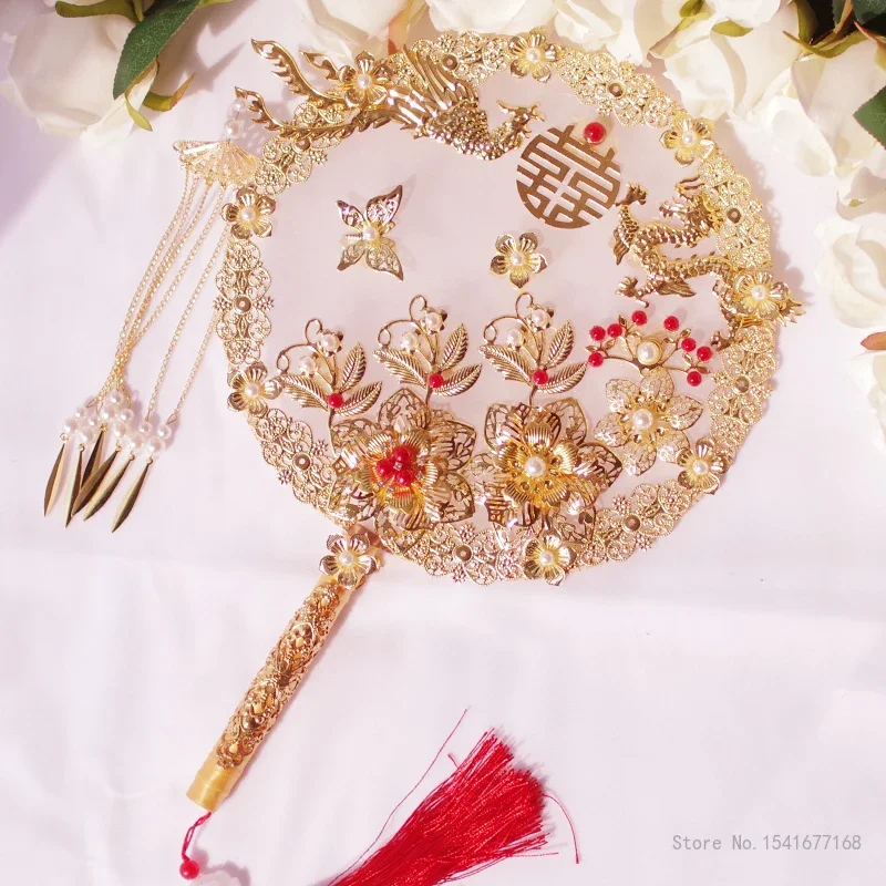 Creative Ancient Chinese Style Bridal Fan, Wedding Accessories, Bride's Group Fan, Home Decoration Crafts, 1Pc