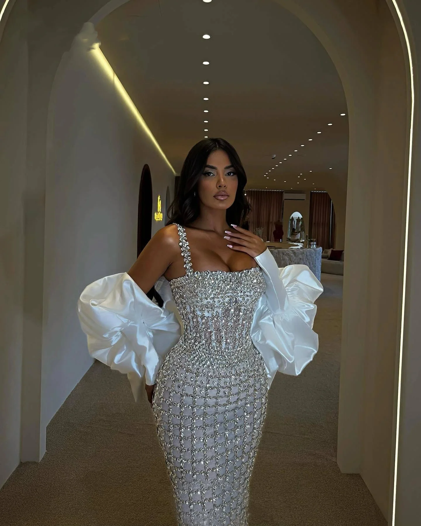 فساتين زفاف كريستال رائعة مطرز بالخرز زي العرائس ح...