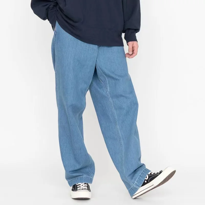 

Nanamica Men's Jeans 2023 Autumn New Japanese Classic Trend Simple Solid Color Denim Cargo Trousers Loose Casual Wide Leg Pants
