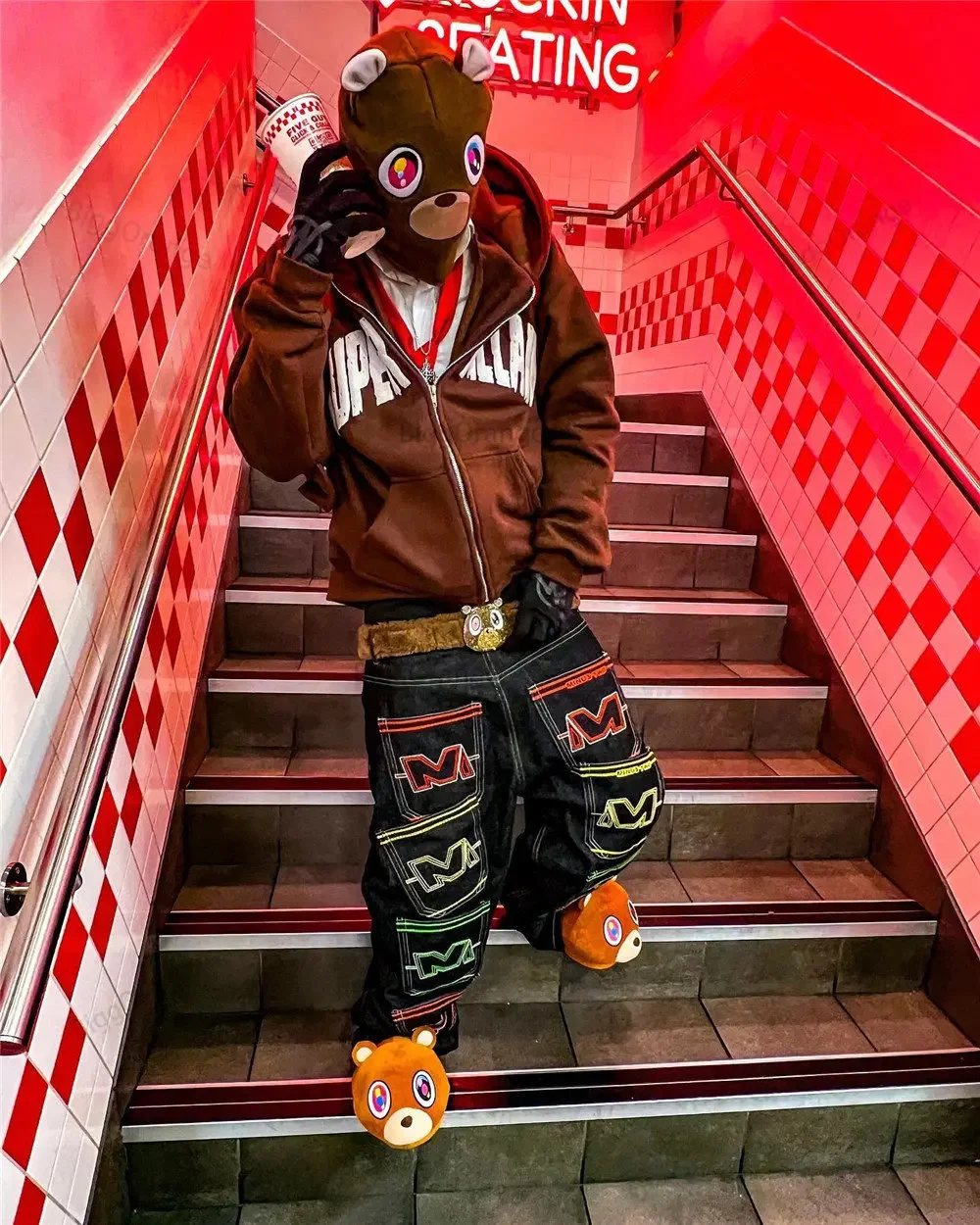 

Брюки-карго мужские джинсовые в стиле Харадзюку, повседневные свободные прямые брюки с широкими штанинами в стиле панк-рок, уличная одежда в стиле ретро, Y2K