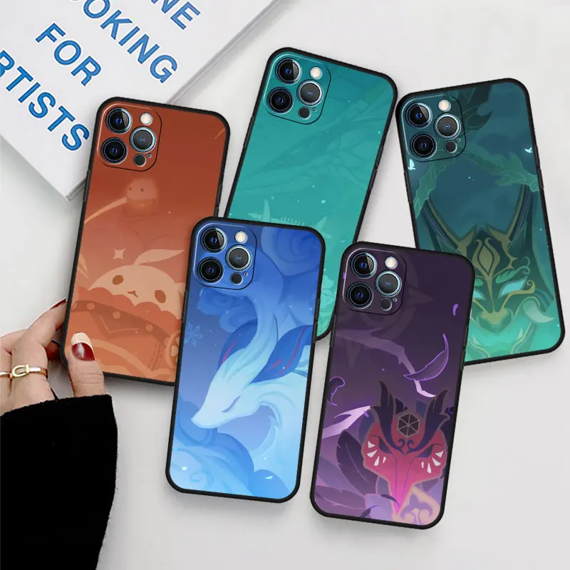 Custodie Borsette Della Copertura Di Caso Per Motorola Moto G31 G30 G51 G22 G60S G200 G82 G71 G52 G50 G8 5G G9Plus Genshin Impatto Icona Del Silicone