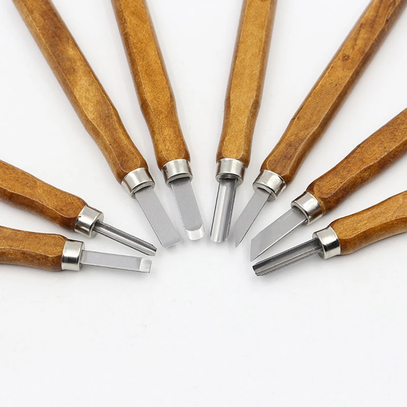 Juego de Herramientas de tallado de madera de caoba, Kit con mango de madera, cuchillo cortador multifunción, herramientas de mano para tallar madera, 8 unids/set por juego|pen cutter|craft knifecutter -