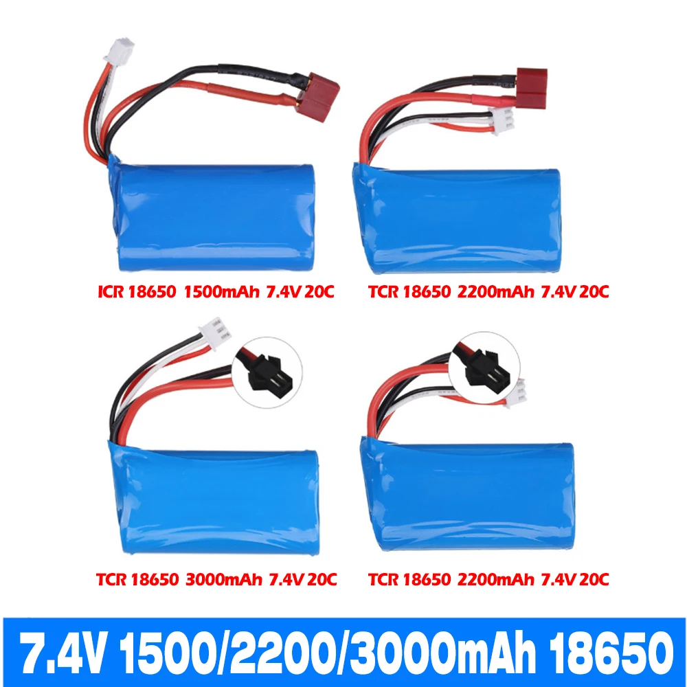 7.4V 3000mAh 18650 Lipo Battery for WPL MN99S D90 U12A S033g Q1 H101 Rc Boats Cars Tanks Drones Parts 2s 7.4v Battery SM Plug