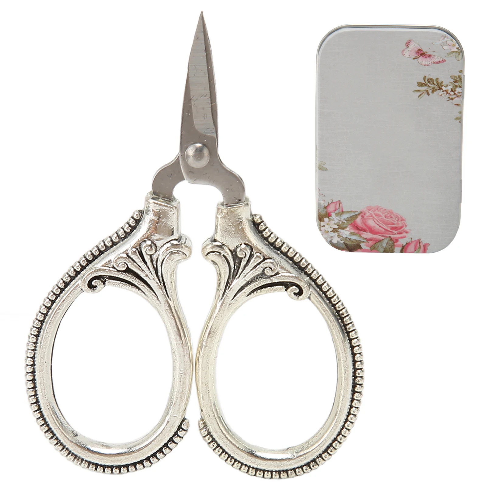 

Embroidery Scissors Antique Silver Stainless Steel Ergonomic Sharp Sewing Mini Scissors DIY Vintage for Handicraft for Store