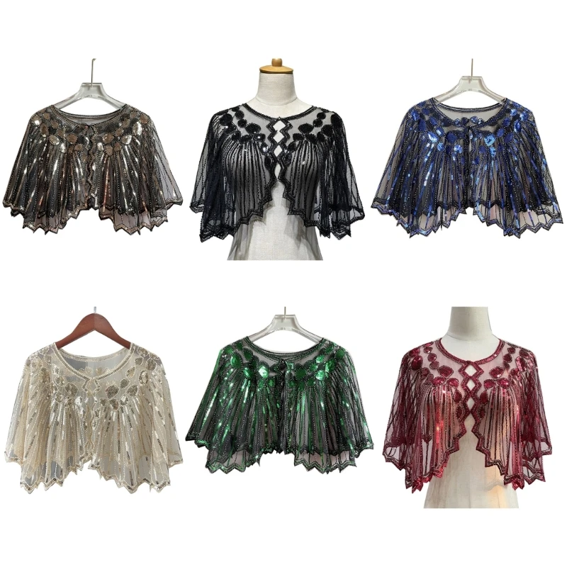 New Women Wrap Shrug Scarf Elegant Sequins Shawl Wedding Shawls and Wraps for Bride
