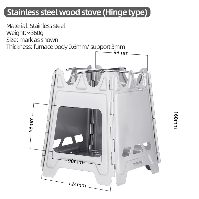 Compact Foldable Outdoor Fire Pit - Stainless Steel/Titanium Bonfire Stove