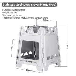 Compact Foldable Outdoor Fire Pit - Stainless Steel/Titanium Bonfire Stove (Stainless steel type)