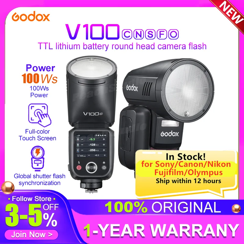 TTL Li-ion Round Head Flash Wireless Transmission Speedlite Godox for Canon Nikon Sony Fuji Olympus on camera flash,camera flash