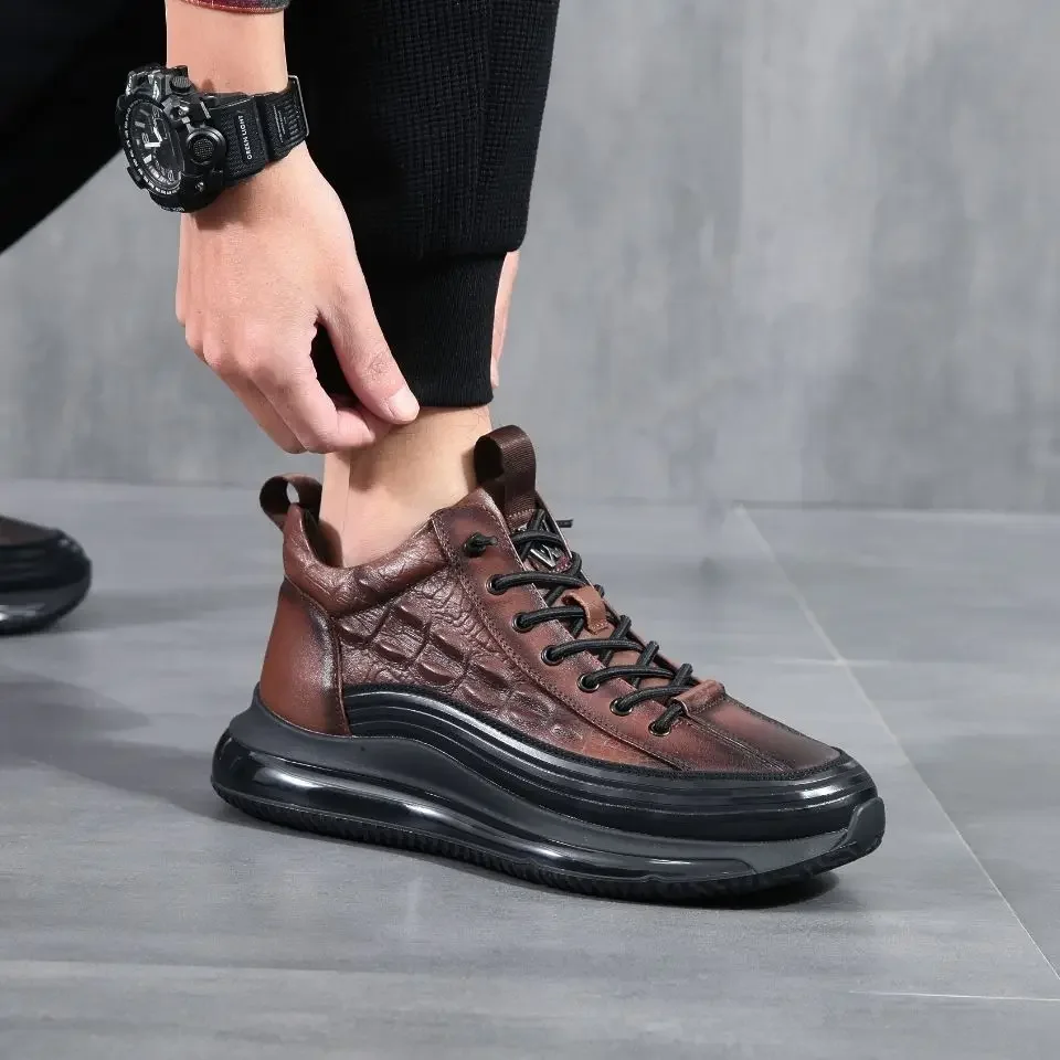2024 Autumn Alligator pattern Men Sneakers Lace Up Casual Platform Vulcanized Shoes Male Anti-slip Running  Zapatillas Hombre 4