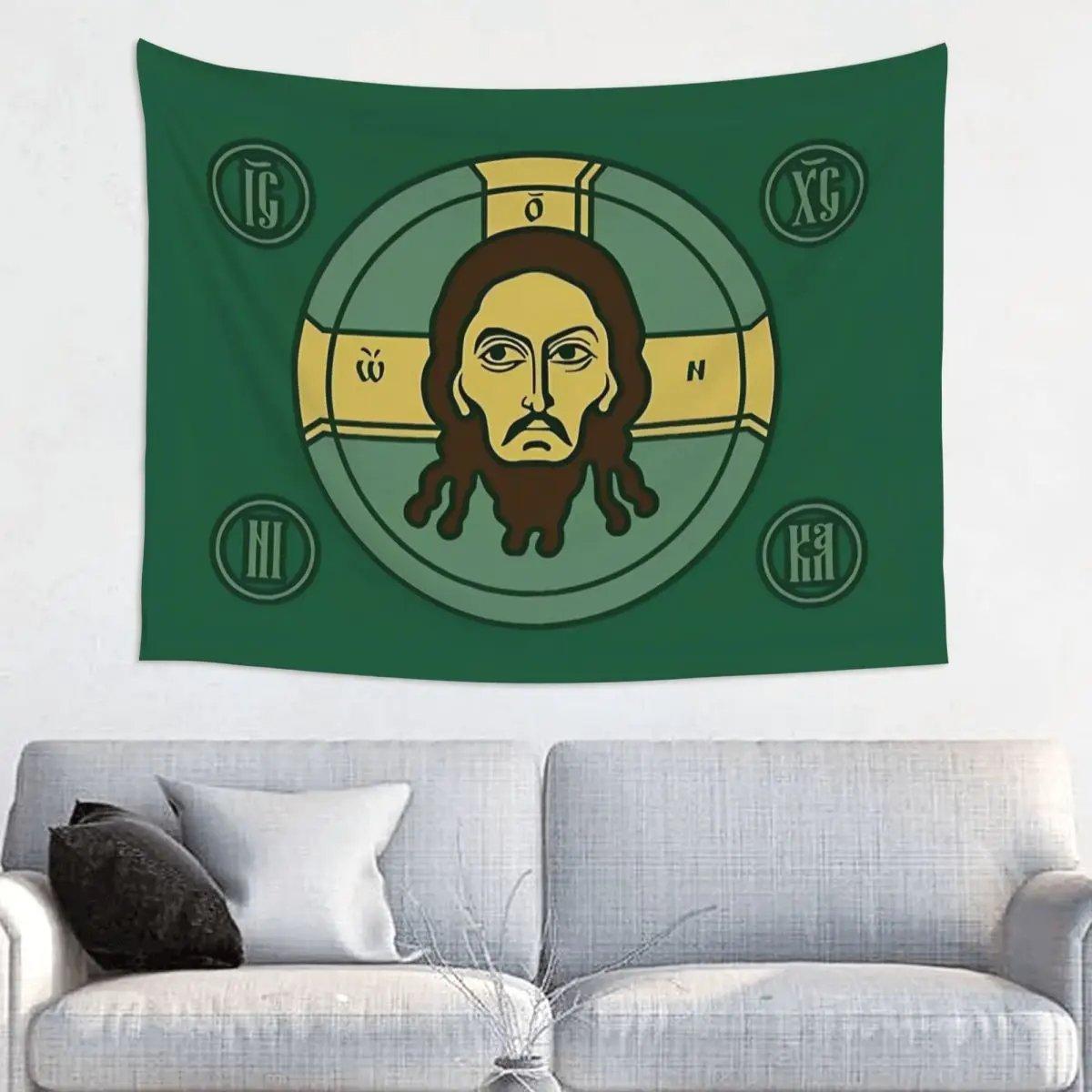 Crucifixion Andreas Pavias Orthodox Cross Tapestry Wall Hanging Hippie Wall Tapestry INS Throw Rug Blanket Room Decor Cloth