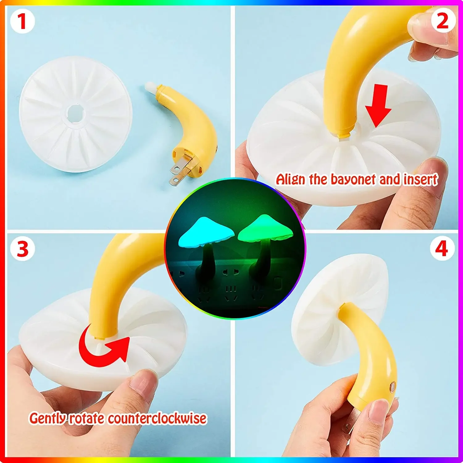 LED Night Lights Mushroom Shape Automatic Sensor Toilet Bedroom Decor Wall Lamps Light-control Sensor Bedroom Light 3