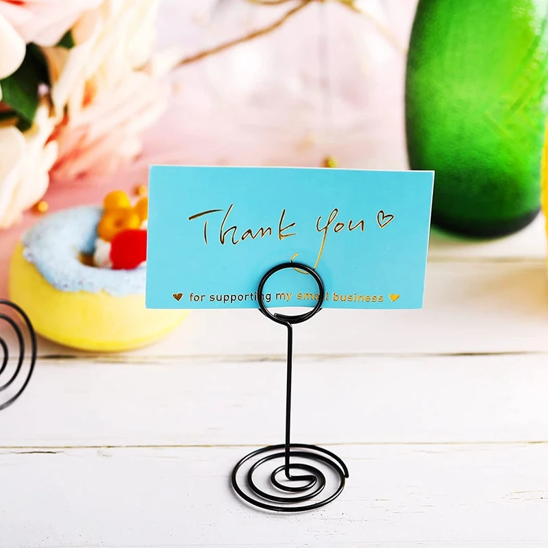 24 Pack Table Number Holder Wedding Table Name Card Holder Clips Picture Memo Note Photo Stand (Black)