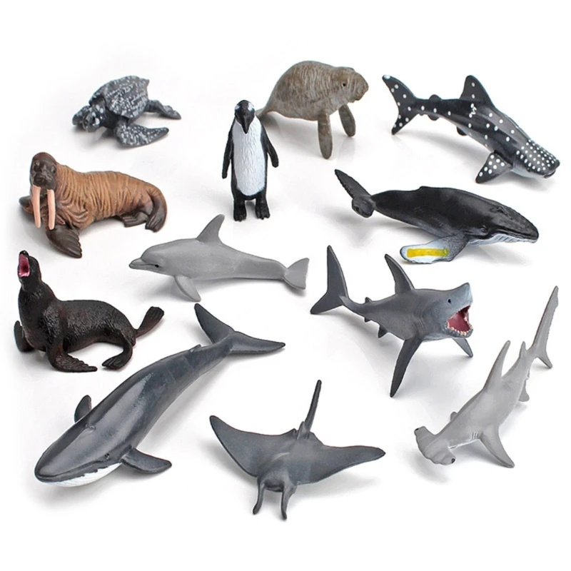 

12pcs Simulated Ocean Animal Figurines Model Childrens Toy Kids Bath Small Toy Develop Their Imagination and Creativity