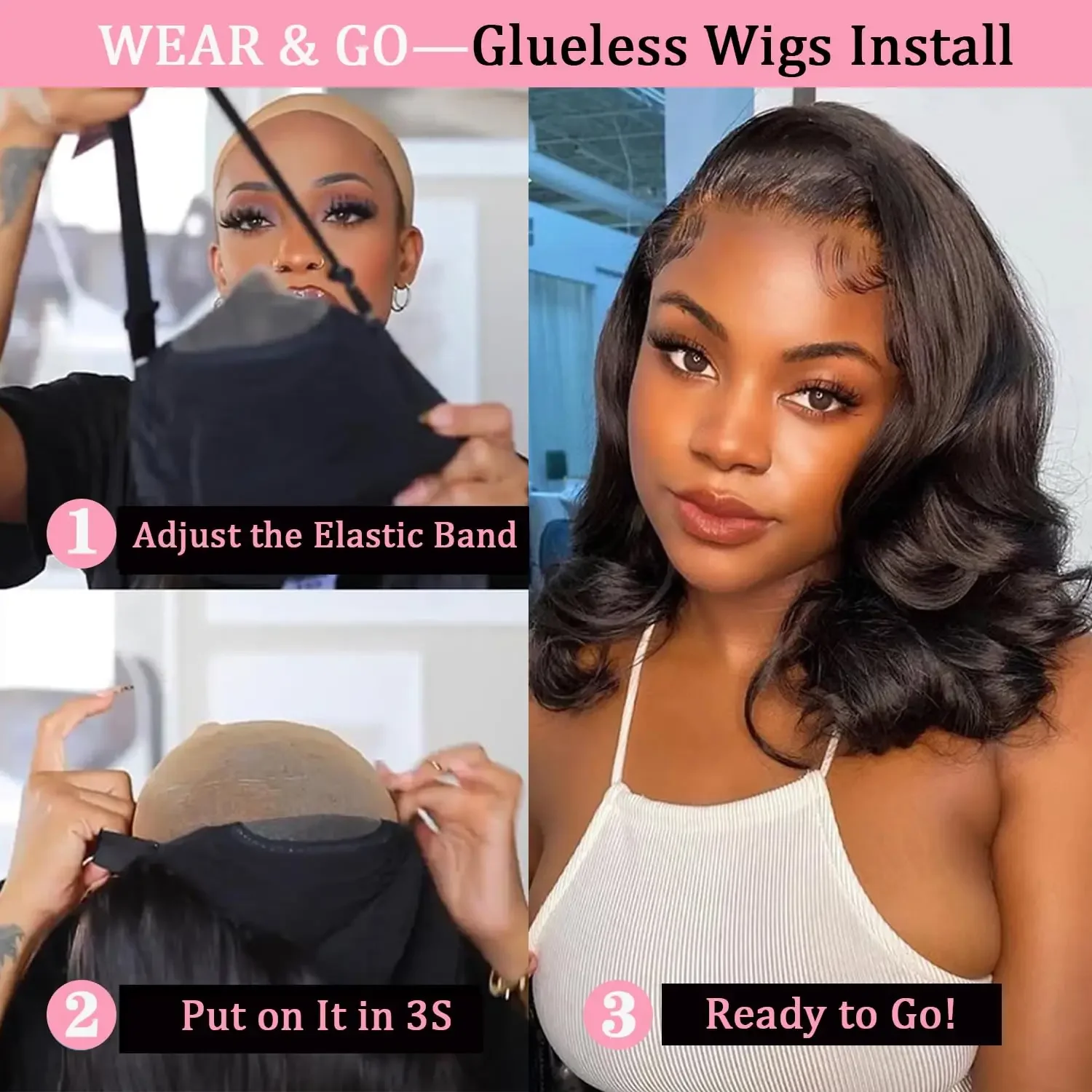 Glueless Bob Wig Short Body Wave Lace Front Human Hair Wig Pre Plucked Lace Frontal Wigs 7x5 6x4 4x4 Glueless Wigs Human Hair