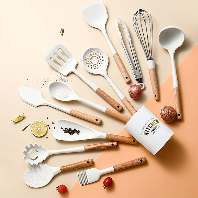 Kitchen Utensils Food Grade Silicone Cookware Set Spatula Soup Spoon