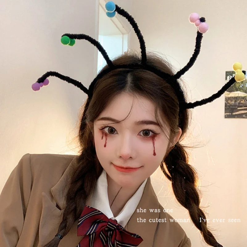

Halloween Decoration Little Witch Headbands for Women Cute Fried Hair Bow Twist Stick Funny Explosion Party Birthday Headdress