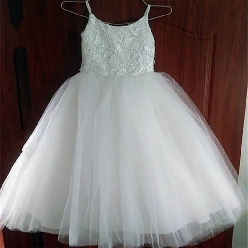 Flower Girls Wedding Ceremony Embroidery Lace Trailing Dress Kid