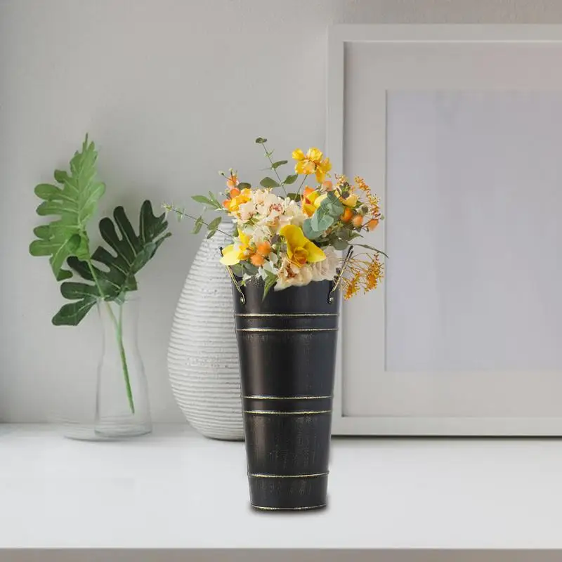 2Pcs/set Metal Umbrella Stands Folding Vintage Iron Umbrella And Flower Storage Bucket for Indoor Home Office Desktop Decoration