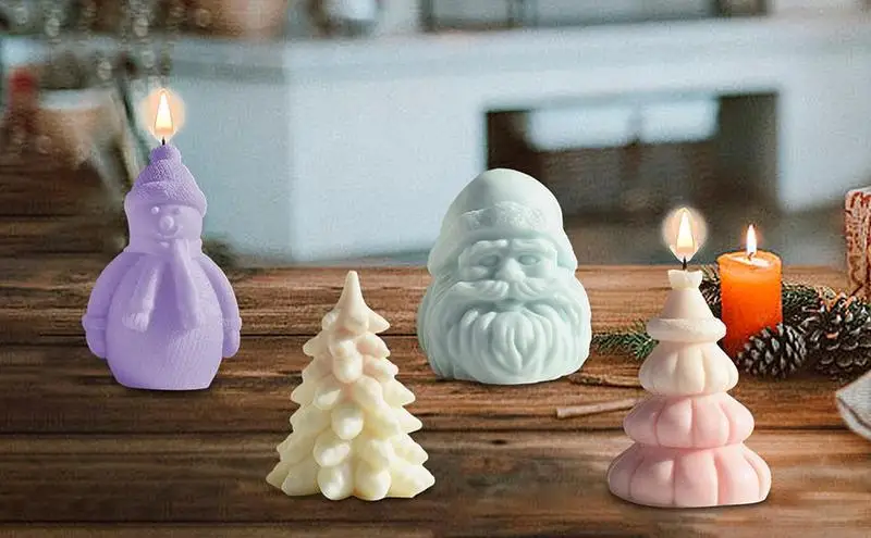 

Christmas Candle Silicone Mold Aromatherapy Candle Santa Claus Plaster Ornament Gift Plaster Resin for DIY Christmas Decoration
