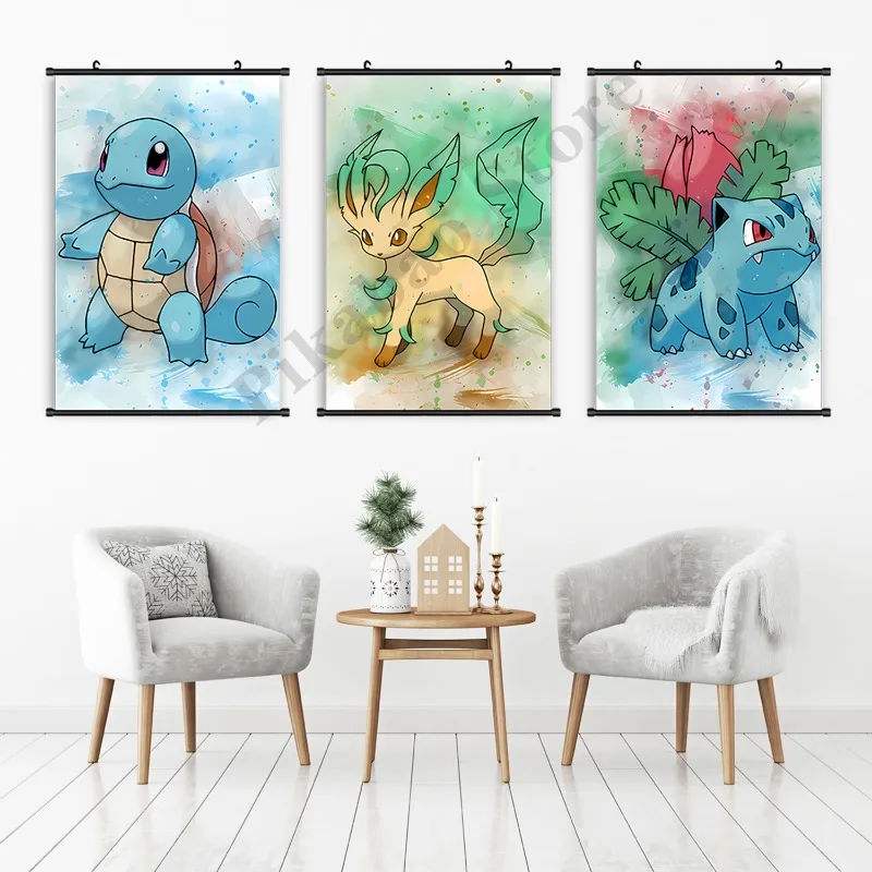 Pokemon Oversize Poster Wall Picture Figure Hanging Painting Office Home Decor Toys Anime Silk Cloth Wall Hanging Painting