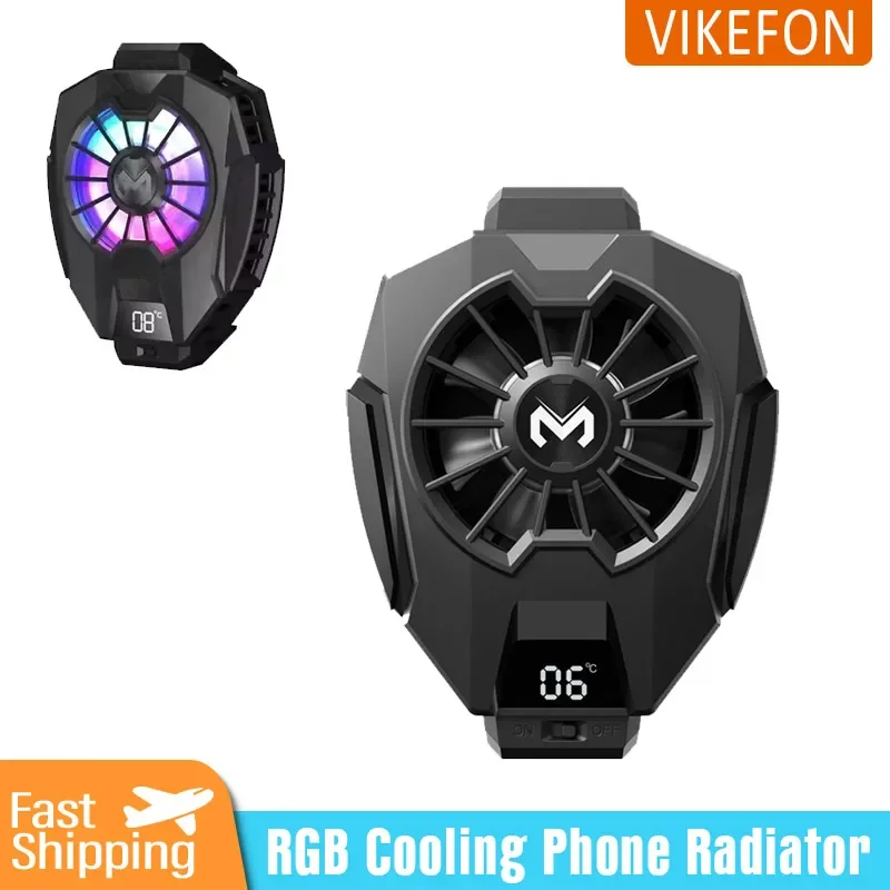 2 In 1 Mobile Phone Magnetic LED Display Fan Cooling Phone Radiator & RGB Light Smartphones Genshin Impact PUBG Game Cooler phone cooler