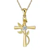 Classic Cross Rose Gold Color Necklace Exquisite Inlaid Crystal Birthstone Pendant Necklace Fashion Jewelry Gifts for Friends 5