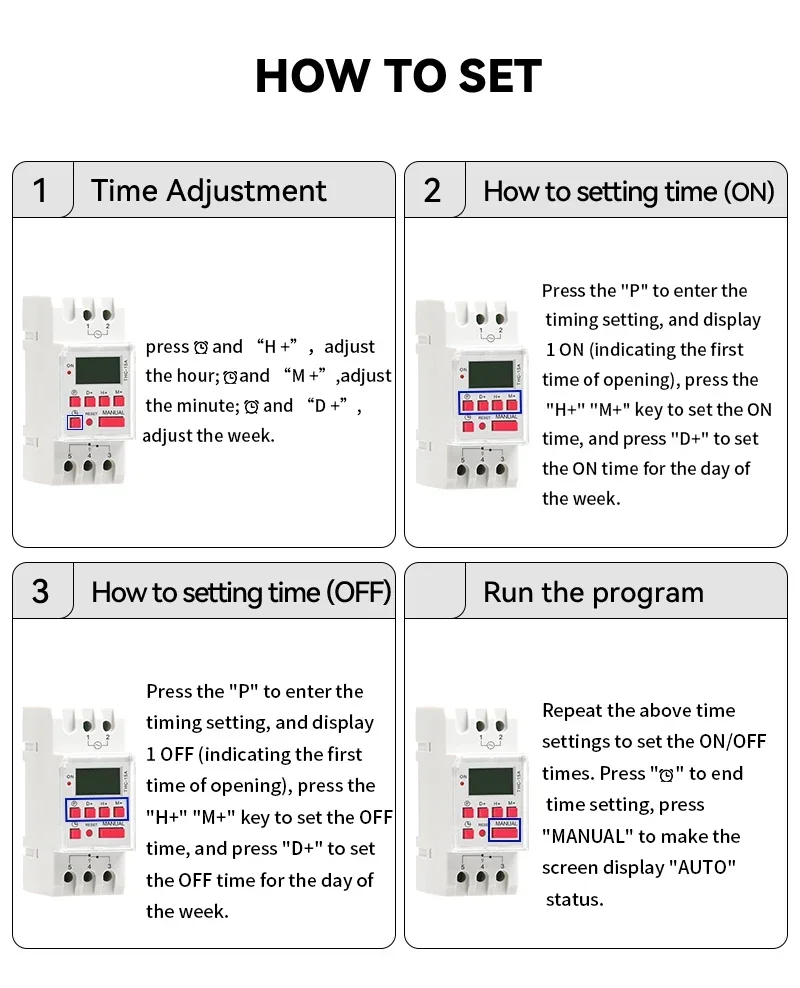 GEYA THC 15A 20A 30A Time Switch Weekly Programmable DIN Rail LCD Digital Timer Switch ACDC 12V 24V 110V 220V 240V 5