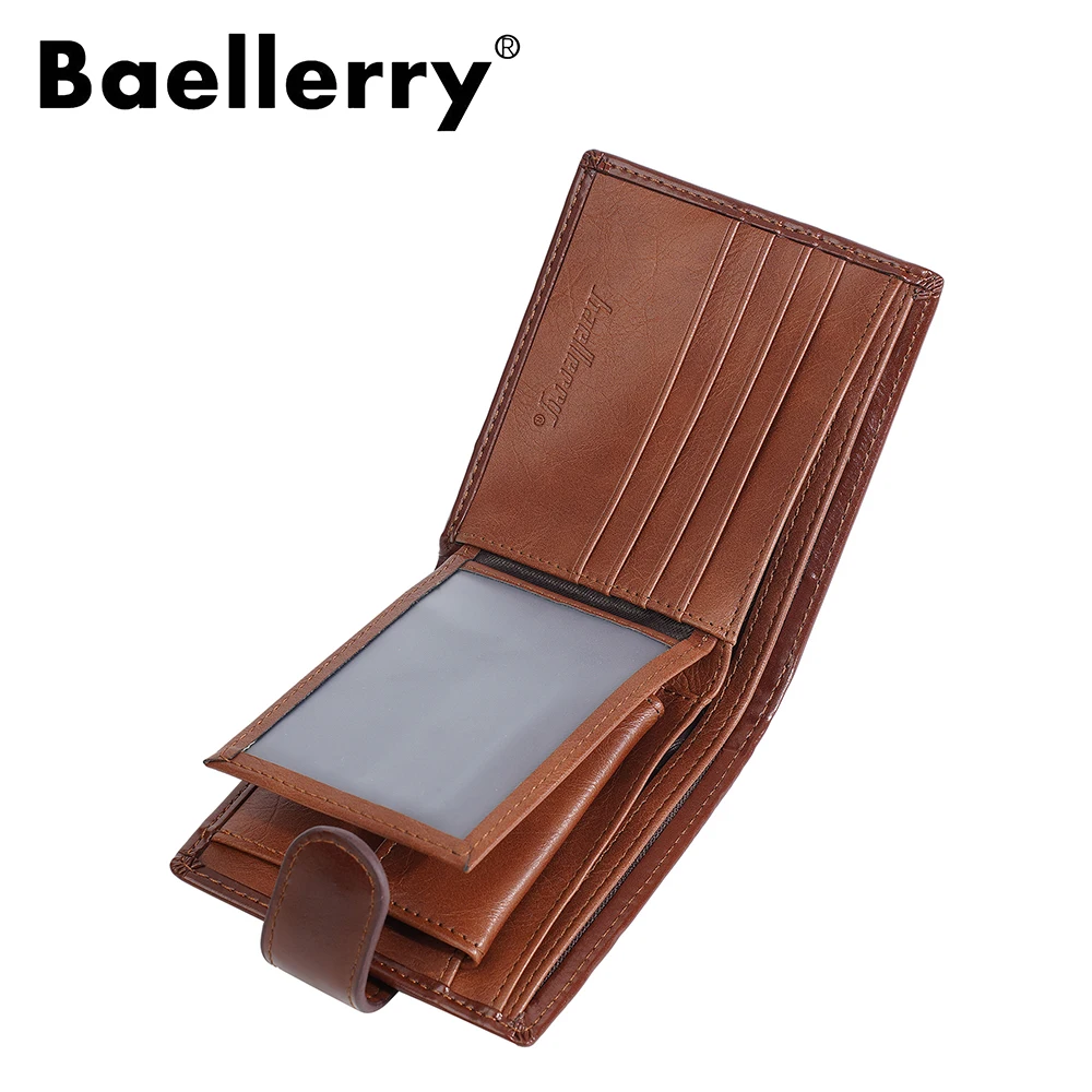 Baellerry Men's Genuine Leather Wallet Short Bifold, Large Capacity Cash Money Organizer with Multiple Card Slots, RFID Blocking