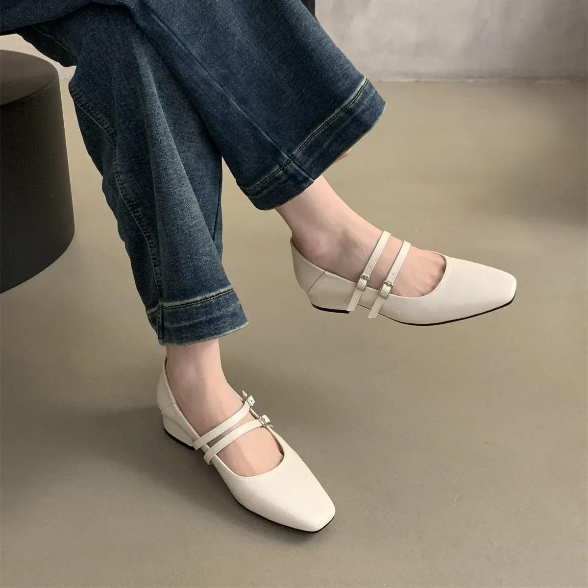 Fashion Square Toe Shallow Flat Shoes Women 2024 New Casual Mary Jane Shoes Ladies Soft Sole Dress Ballet Shoes Zapatos De Mujer 3
