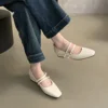 Fashion Square Toe Shallow Flat Shoes Women 2024 New Casual Mary Jane Shoes Ladies Soft Sole Dress Ballet Shoes Zapatos De Mujer 3