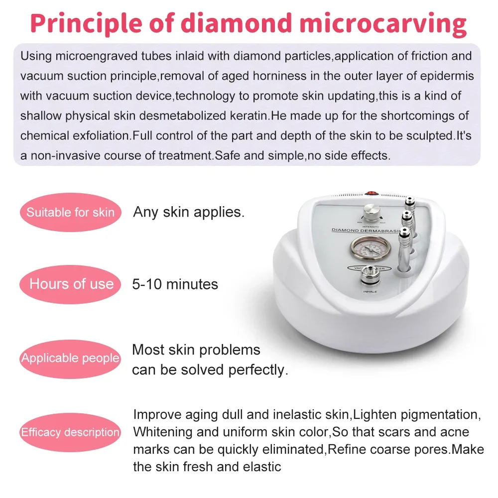 Microdermabrasion Exfoliation 3 in 1 Diamond Microdermabrasion Machine High Suction Power Professional Dermabrasion Home Use Facial Peeling Skin Care Machine
