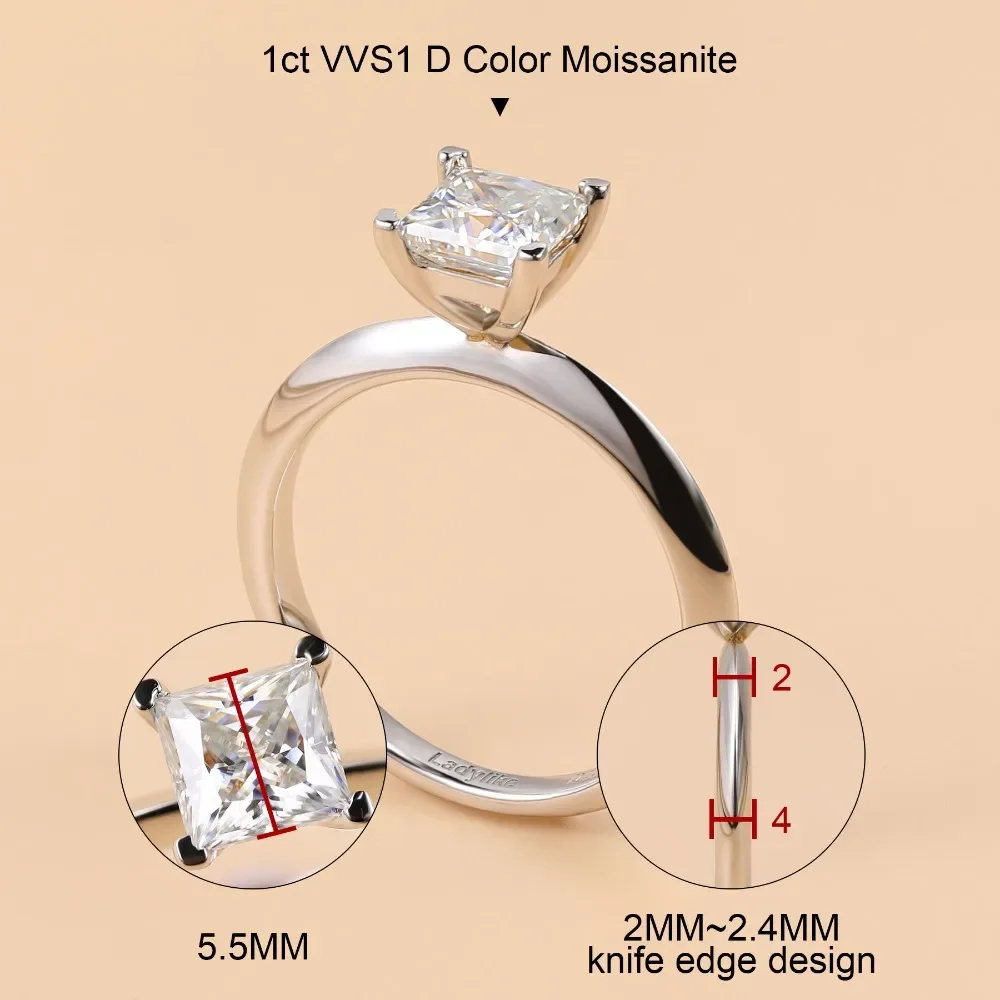 Moissanite Engagement Ring 18k White Gold Plated 925
