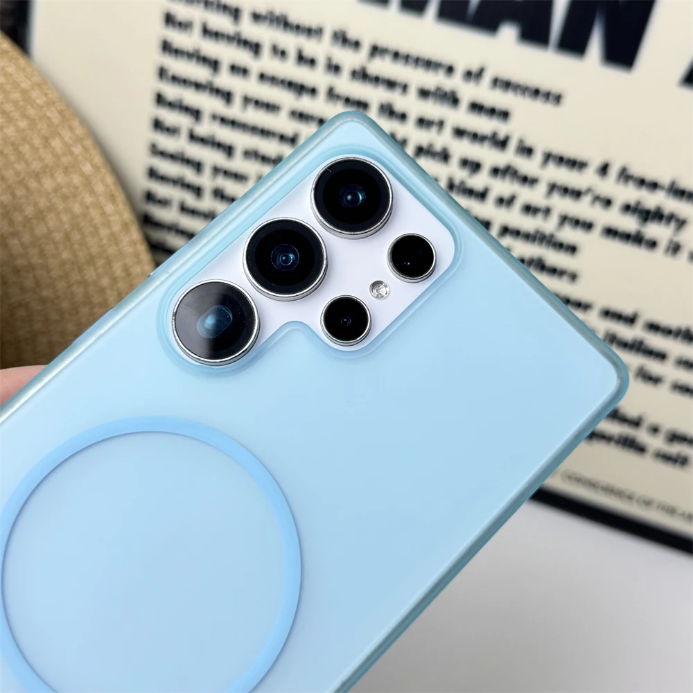 Translucent Matte Magnetic Shockproof Case with Wireless Charging Compatibility